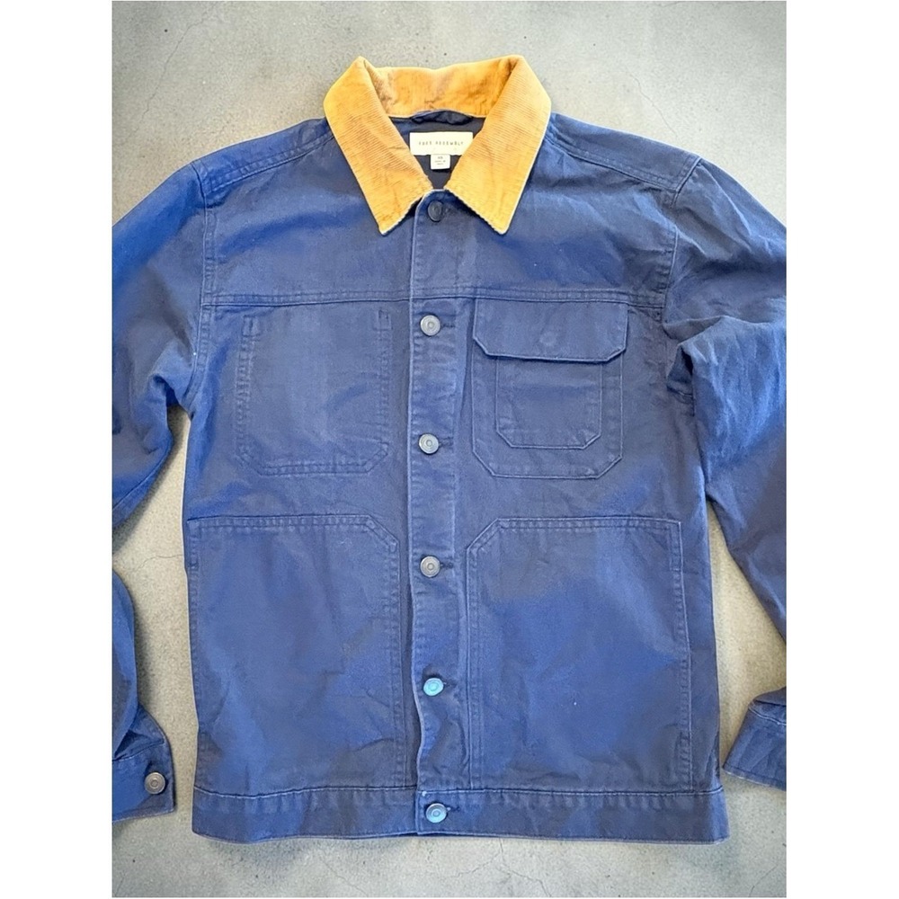 Free Assembly Blue Jacket with Tan Corduroy Collar. Size XS. Preppy. Clean